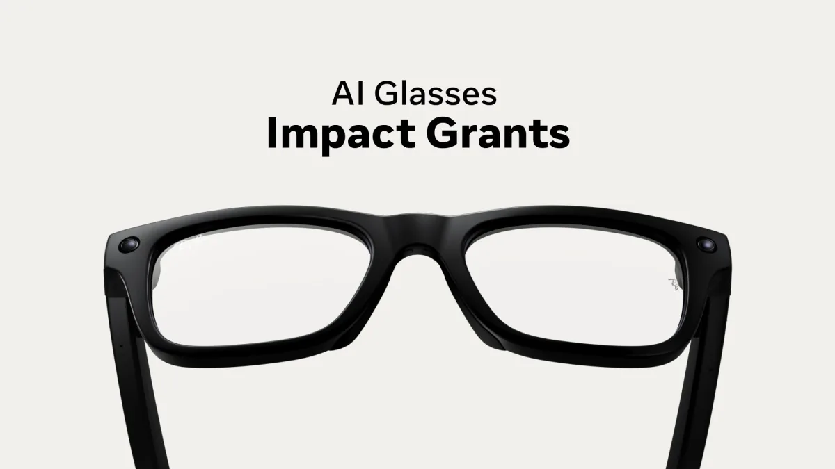 Visuel officiel des AI Glasses Impact Grants présentant une paire de lunettes intelligentes