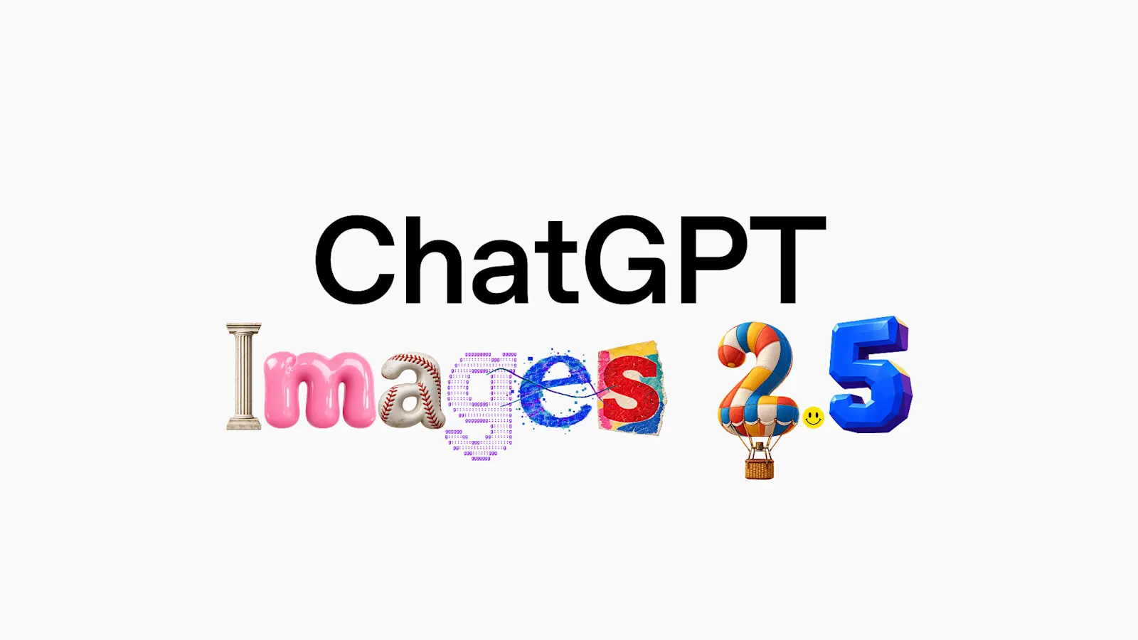 Visuel officiel de ChatGPT Images 2.5 montrant plusieurs créations et outils de retouche