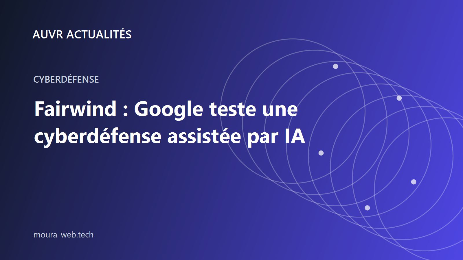 Couverture AUVR Actualités sur Fairwind, le programme de cyberdéfense avancée par intelligence artificielle de Google