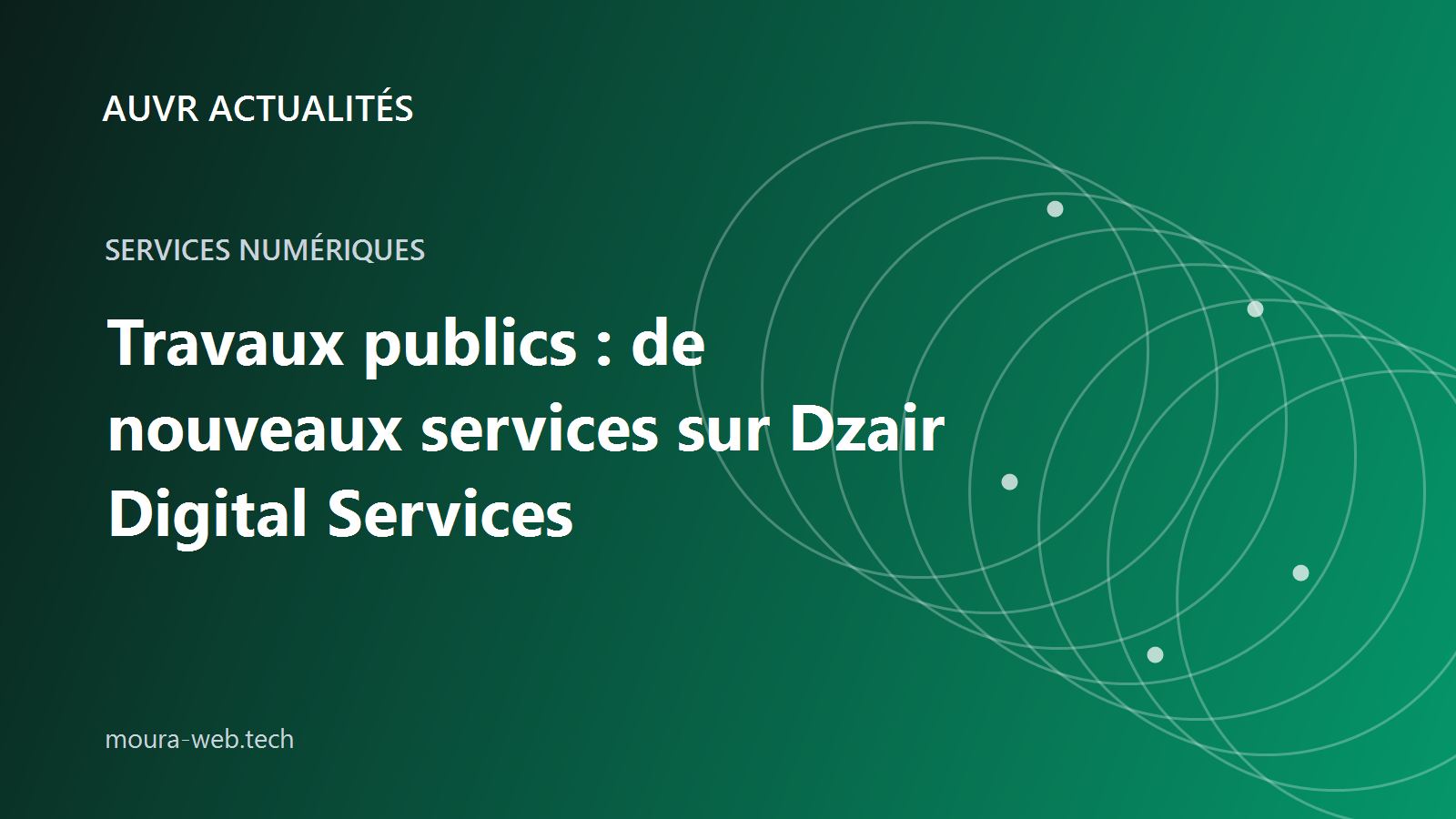 Couverture AUVR Actualités sur l’intégration des services des travaux publics au portail Dzair Digital Services
