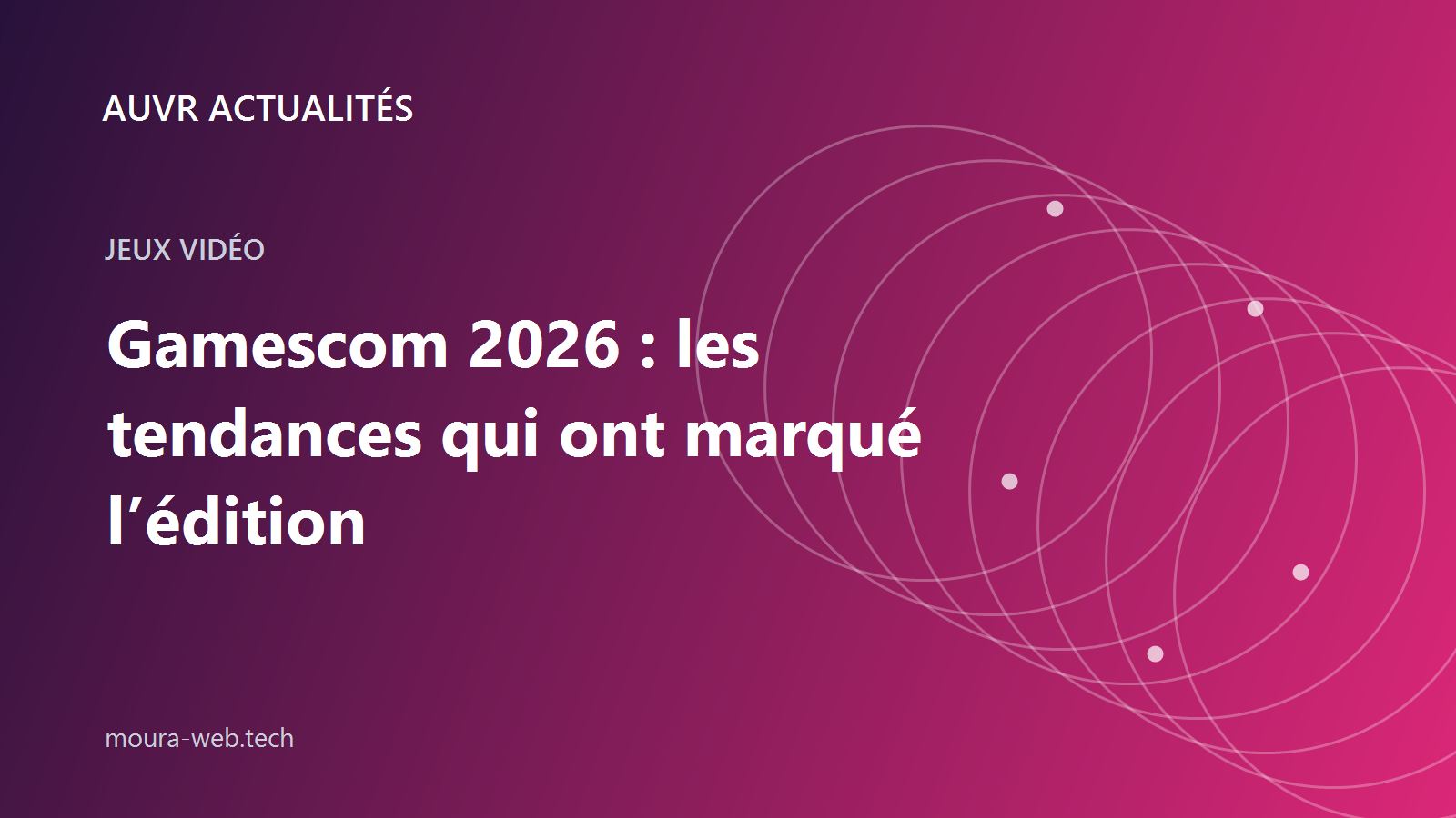 Couverture AUVR Actualités dédiée aux tendances et récompenses de la Gamescom 2026