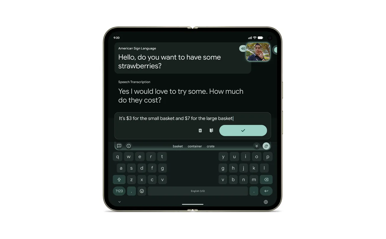 Démonstration officielle de la traduction de la langue des signes sur un Pixel 11