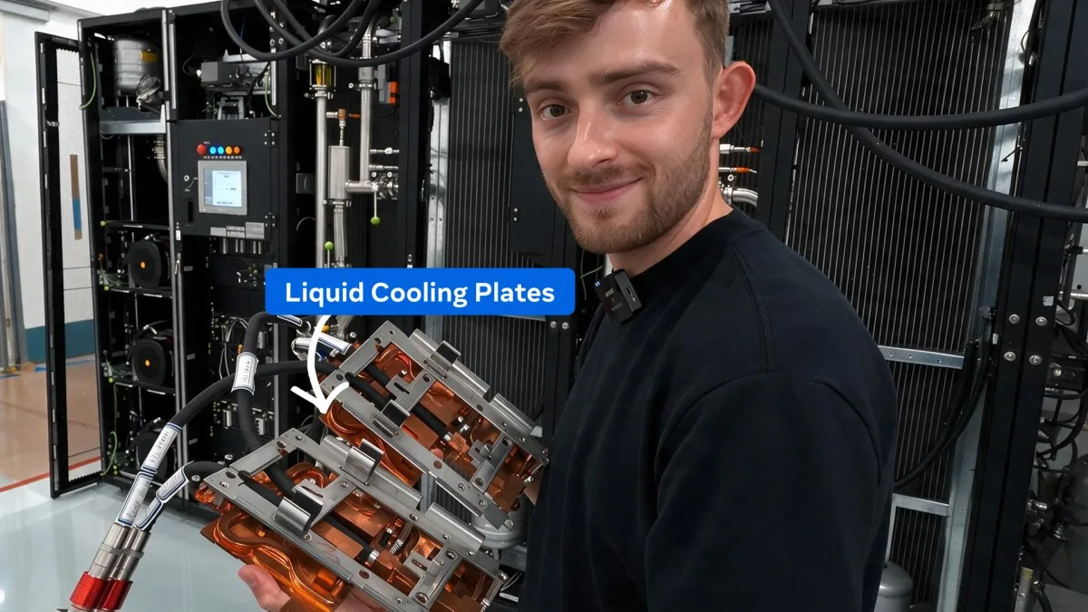 Photographie officielle des installations de refroidissement liquide d’un centre de données Meta